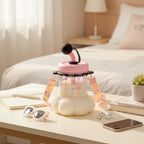 Pink Cloud Tumbler With Heart Charm Handles
