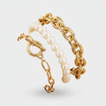 Pearl & Gold Chain Link Bracelet
