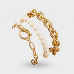 Pearl & Gold Chain Link Bracelet