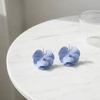 Puffy Flower Petal Dangle Earrings - Periwinkle