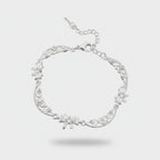 Silver Flower Charm Filigree Bracelet