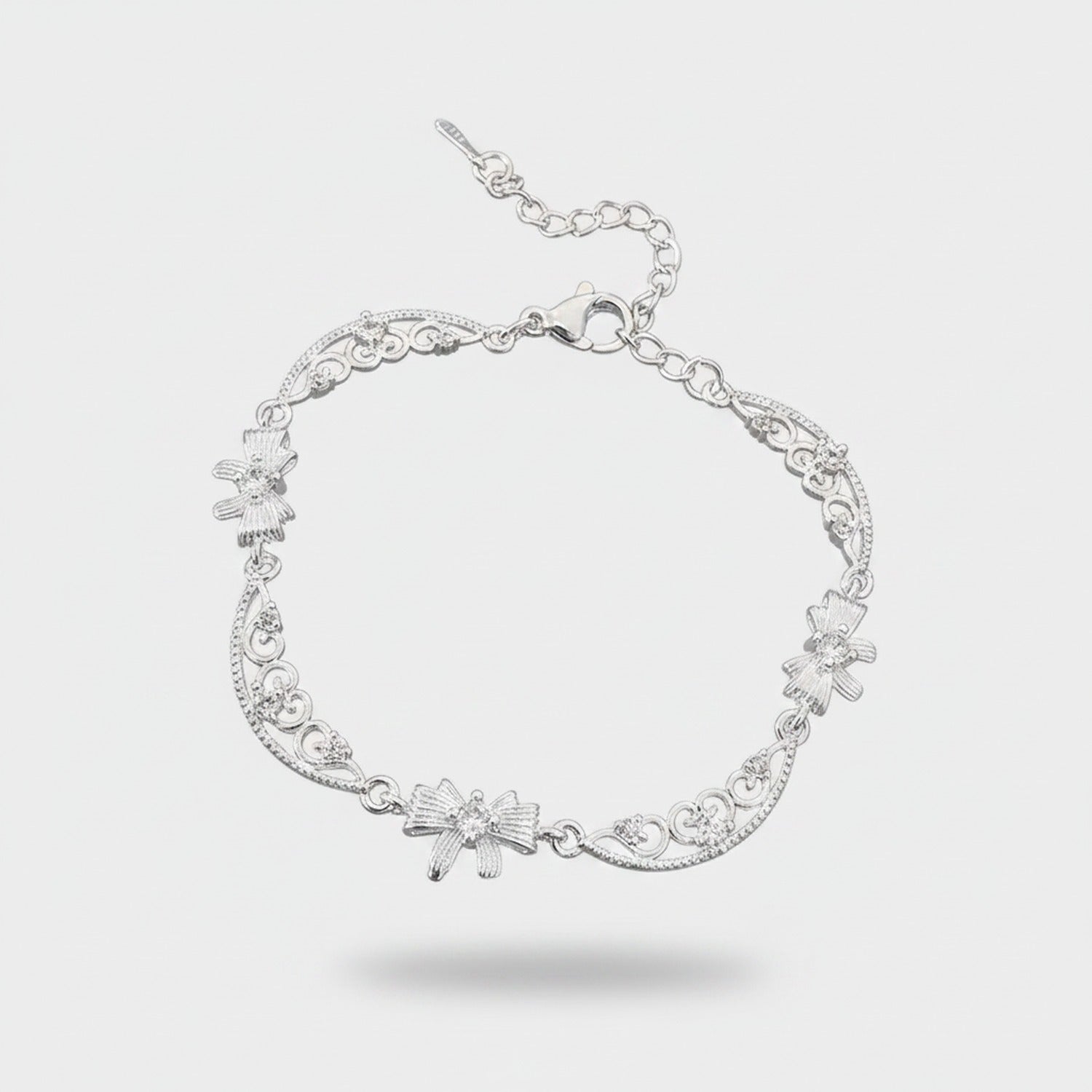 Silver Flower Charm Filigree Bracelet