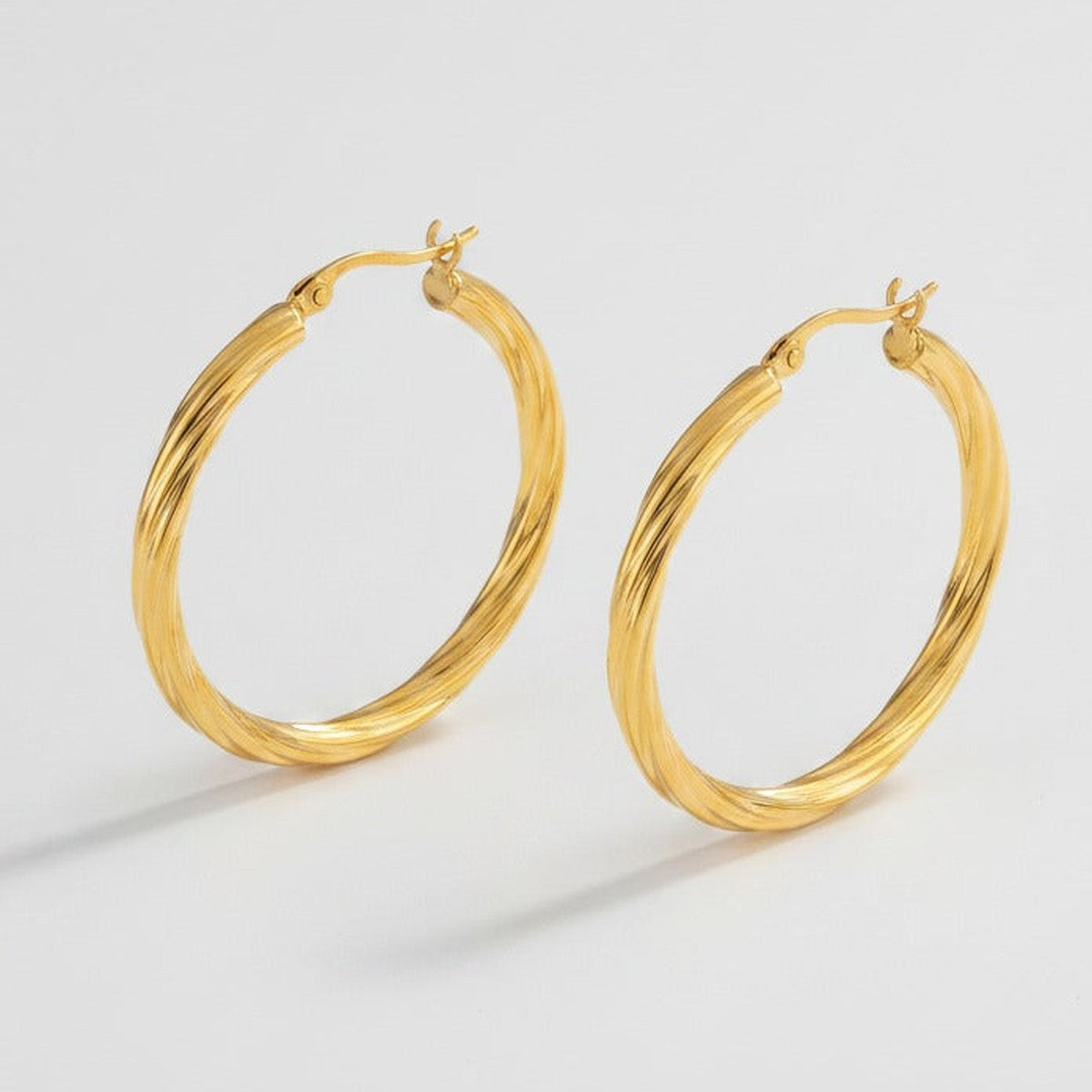 Twisted Gold Hoop Earrings