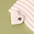 Heart PU Leather Cable Organizer Earphone Holder Strap - White