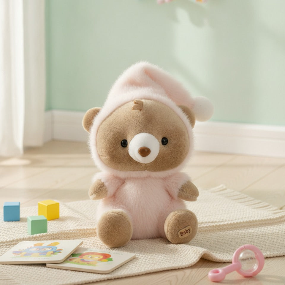 Cozy Bear Plush Keychain - Pink