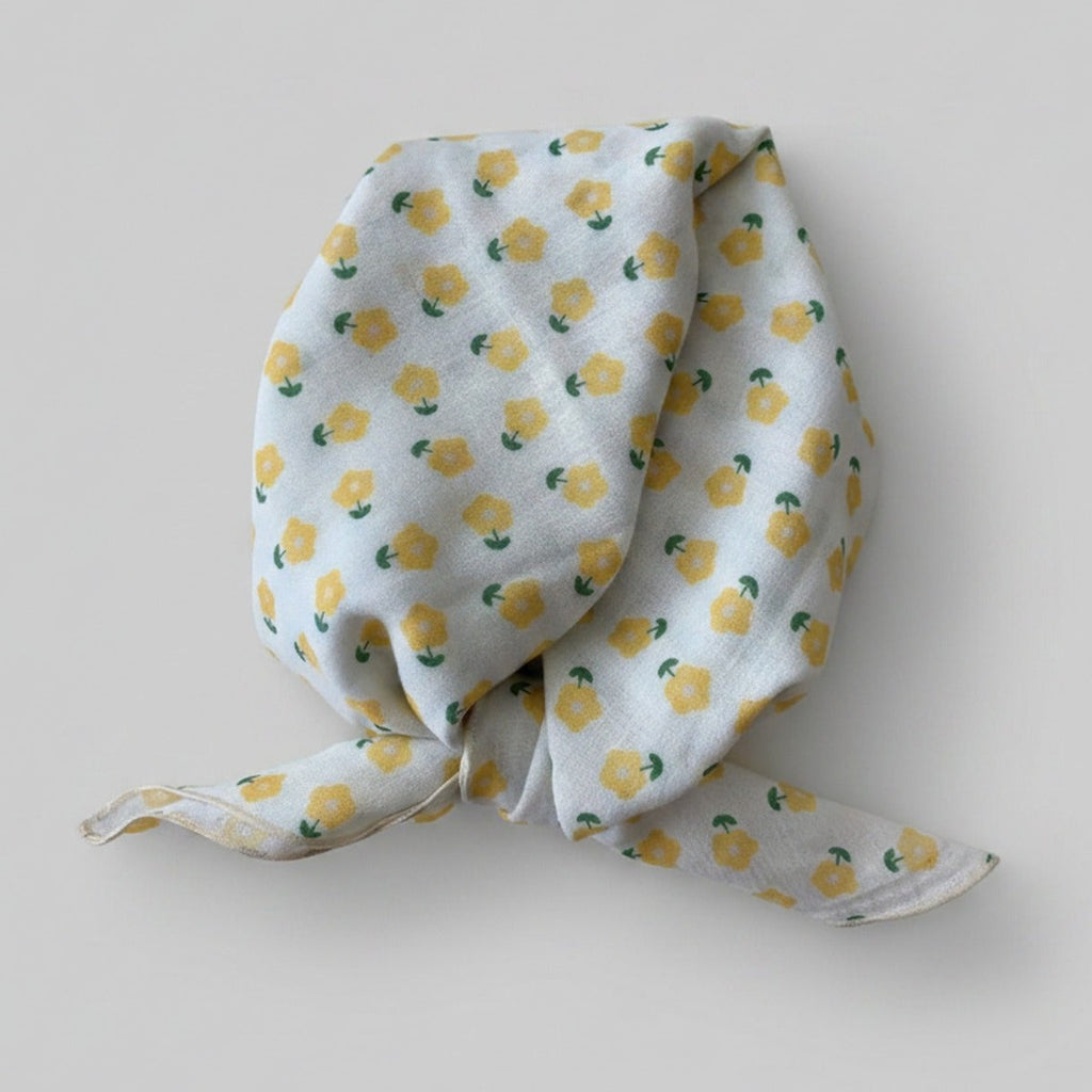 Yellow Floral Print Lightweight Scarf Wrap – scarves & belts (view 1)