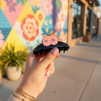 Pink Rhinestone Cat Hair Claw Clip