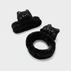 Black Fluffy Cat Hair Clips Set