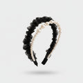 Black Pearl Beaded Ruffle Headband