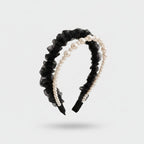 Black Pearl Beaded Ruffle Headband