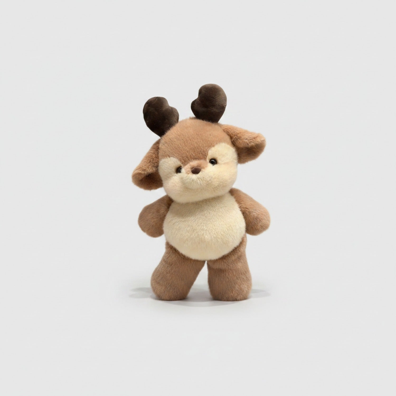 Adorable Brown Reindeer Plush Toy With Black Horns