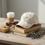 Vintage Floral Baseball Cap with Embroidered Text