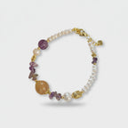Pearl Amethyst Beaded Charm Bracelet