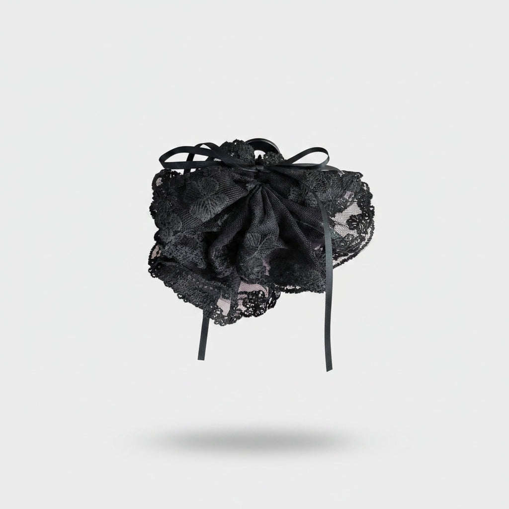 Black Lace Hair Claw With Ribbon Bow