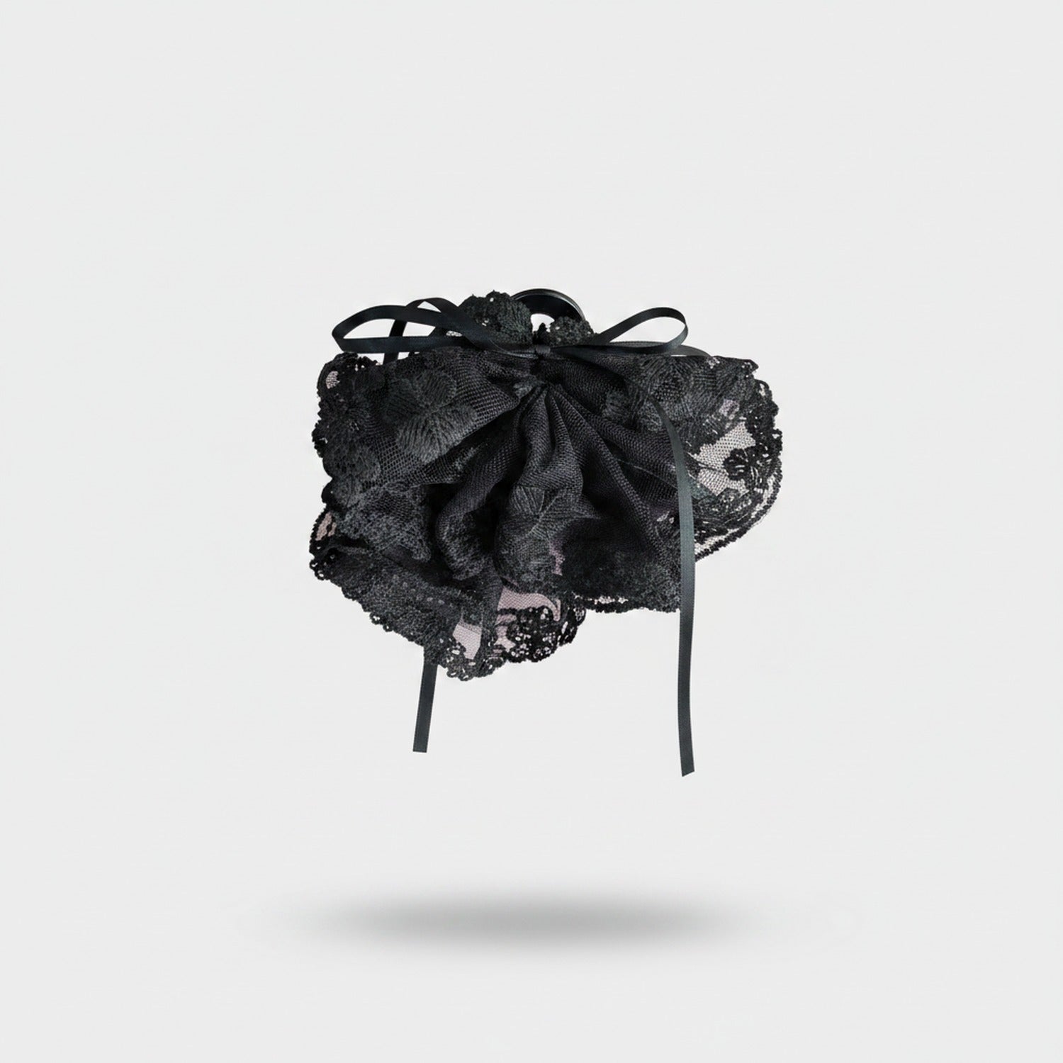 Black Lace Hair Claw With Ribbon Bow