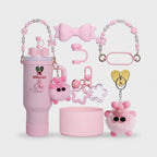 Pink Pearl Beaded Cup Charm Accessory Set