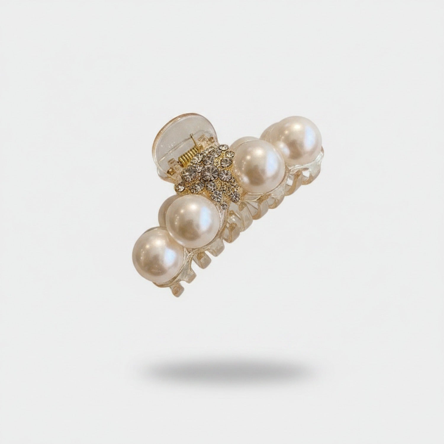 Pearl and Rhinestone Flower Hair Claw Clip