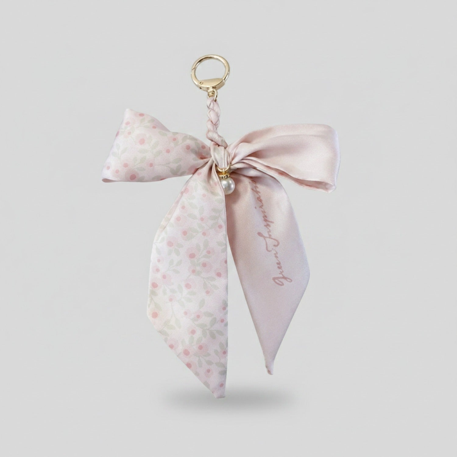 Blush Floral Ribbon Bow Acrylic Keyring