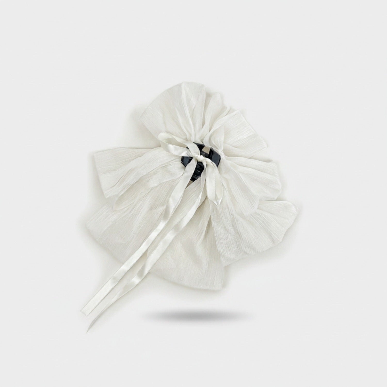Ivory Textured Bow Hair Claw Clip
