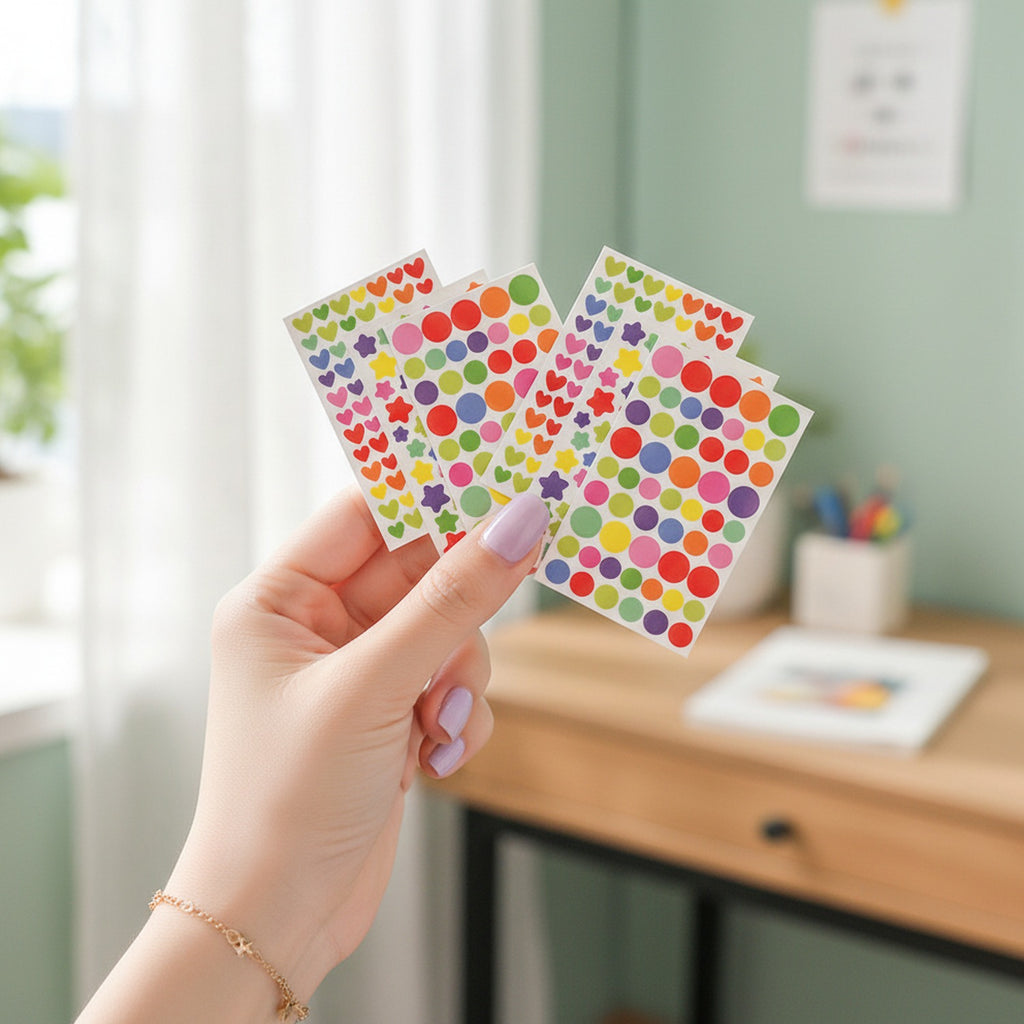 Colorful Heart Star Circle Sticker Sheets