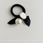 Pearl And Opal Stone Black Ribbon Hair Tie – hair accessories (view 1)