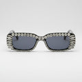 Black Rhinestone Rectangle Sunglasses With Fringe Detail – eyewear (view 1)