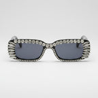 Black Rhinestone Rectangle Sunglasses With Fringe Detail – eyewear (view 1)