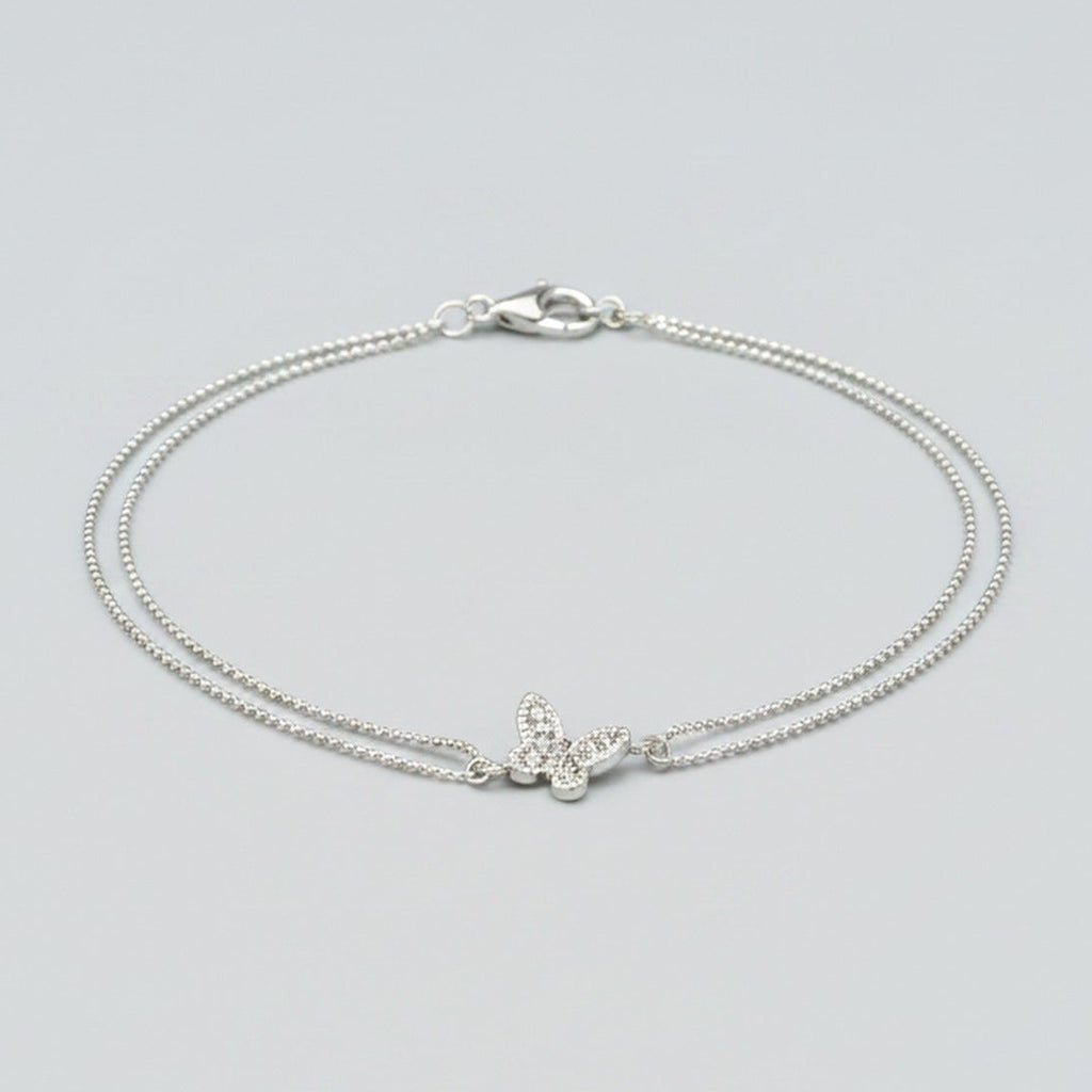 Double Chain Butterfly Bracelet - Steel Anklet 19+5cm S103 – jewelry (view 1)