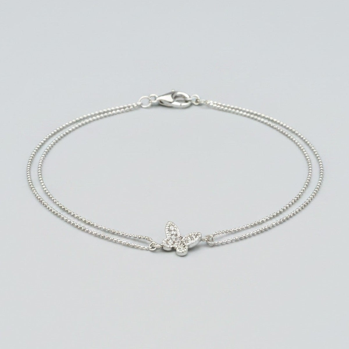 Double Chain Butterfly Bracelet - Steel Anklet 19+5cm S103 – jewelry (view 1)