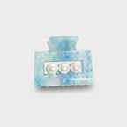 Pearl Accent Blue Marble Hair Claw Clip