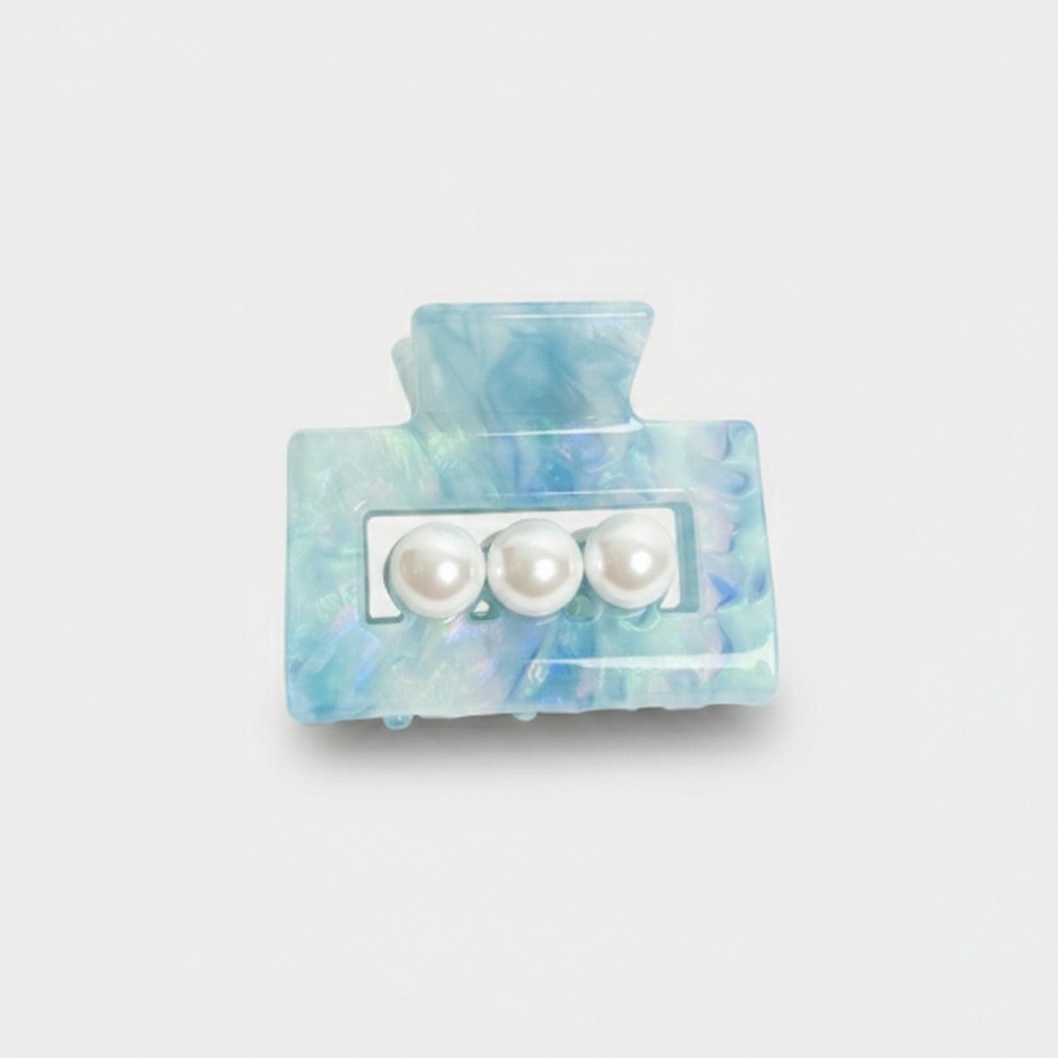 Pearl Accent Blue Marble Hair Claw Clip