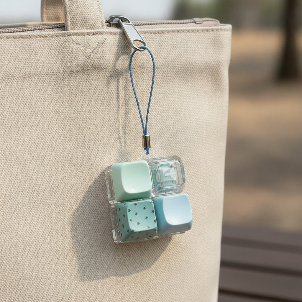 Mini Keyboard Cap Keychain - Teal Dot
