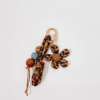 Leopard Print Acrylic Flower Charm Keyring
