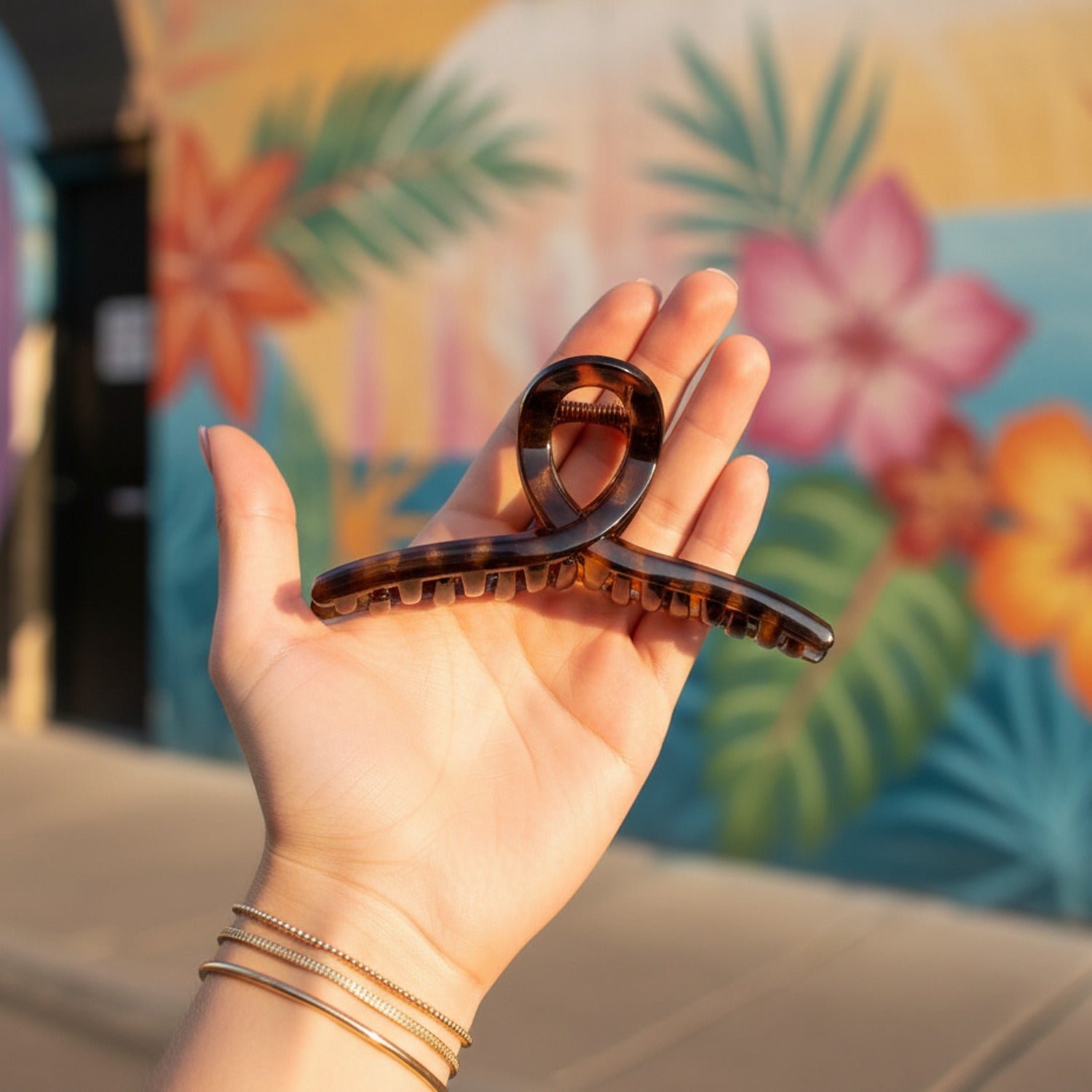 Tortoiseshell Brown Claw Hair Clip Beaded