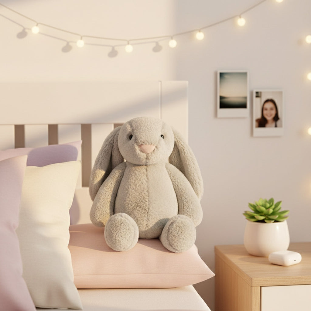 Soft Grey Plush Bunny Stuffed Animal Toy