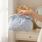 Floral Quilted Cosmetic Bag With Bow Closure