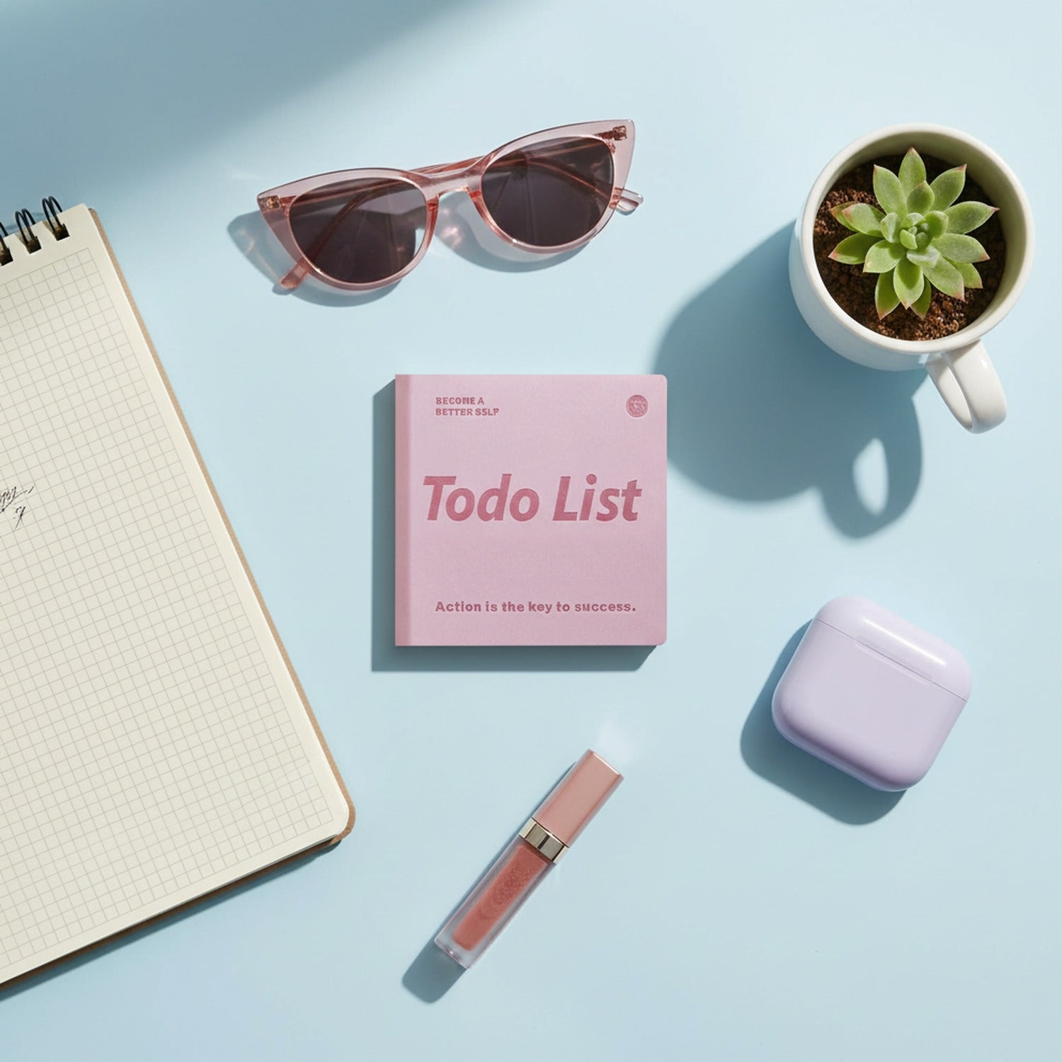 Pink Todo List Motivational Notebook