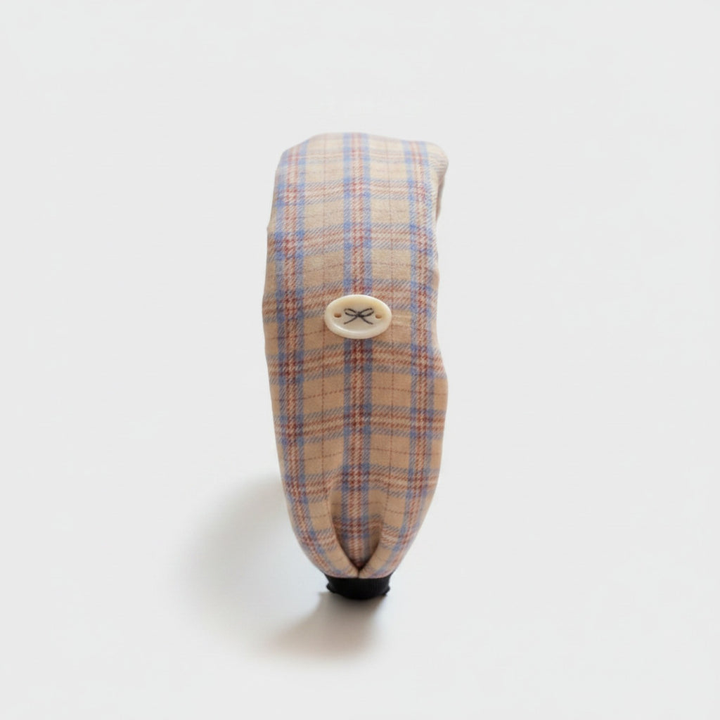 Plaid Headband With Bow Charm Detail