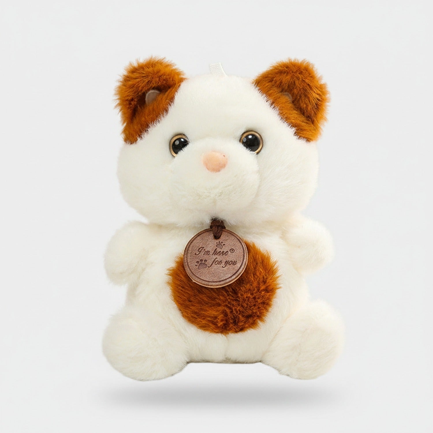 Cute White Plush Bear With Brown Charm