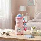 Pink Kawaii Apple Tumbler With Charm Strap