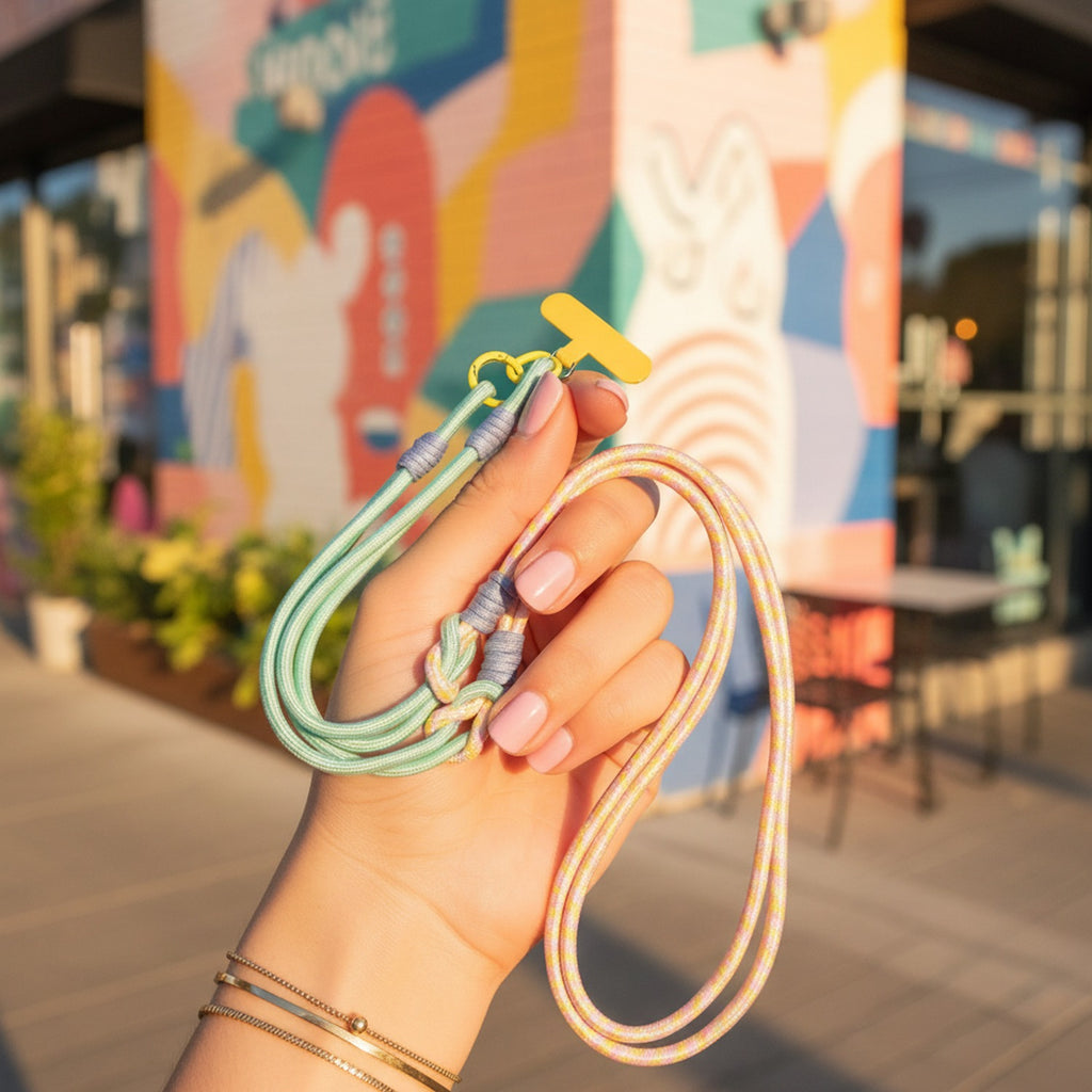 Pastel Rope Phone Strap With Beaded Detailing