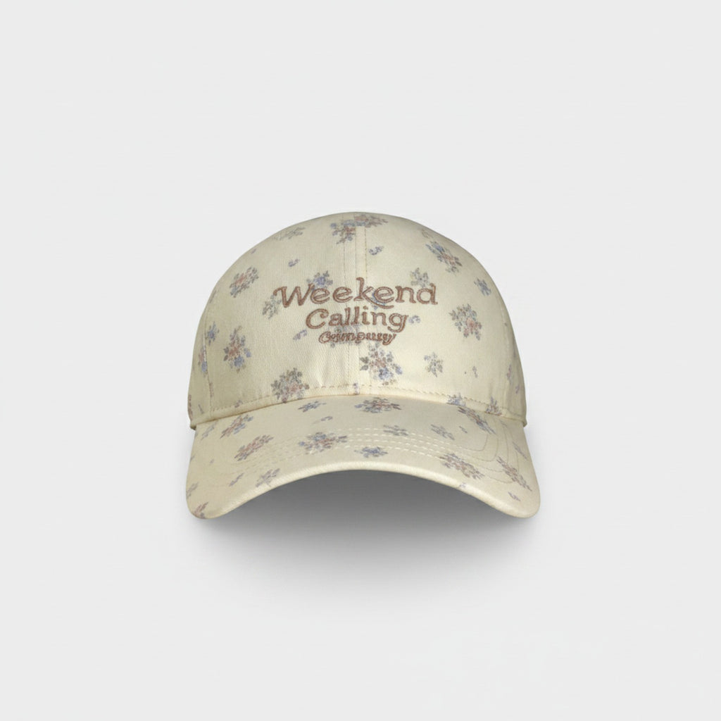 Vintage Floral Baseball Cap with Embroidered Text