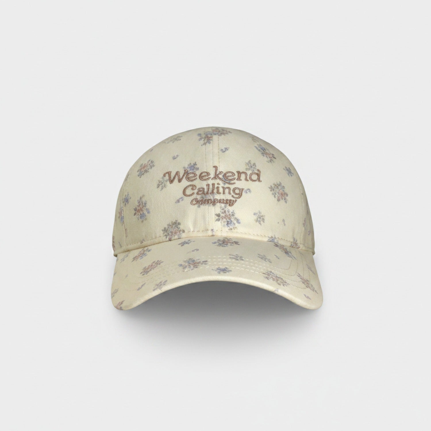 Vintage Floral Baseball Cap with Embroidered Text