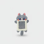 Cute Cat Plush Phone Charm With Ears - Gray Cat Card Holder – tech (view 3)