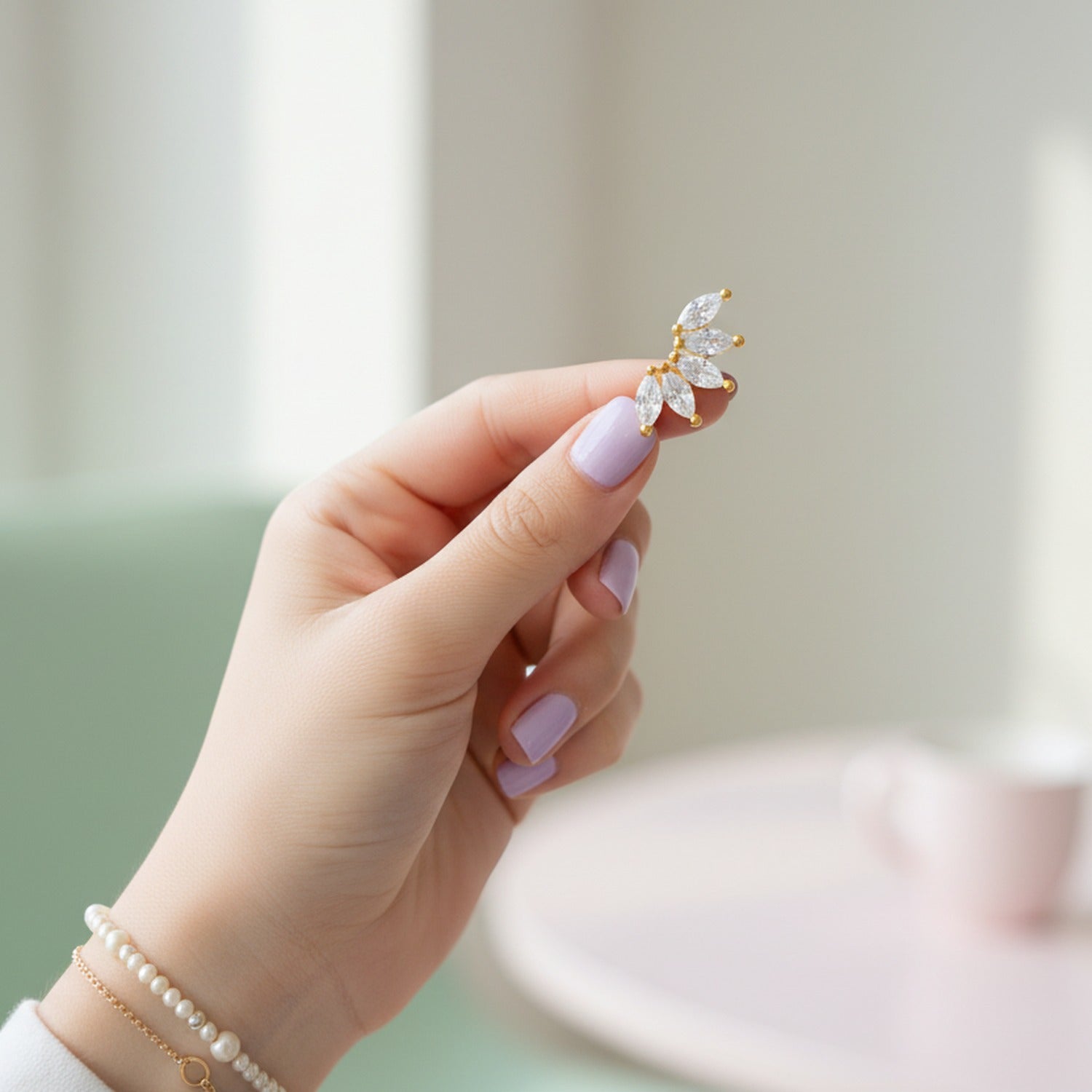 Crystal Marquise Flower Cluster Gold Earrings