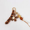 Leopard Print Acrylic Keyring With Beaded Charms