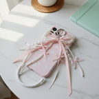 Ribbon Bow Pearl Beaded Acrylic Keyring
