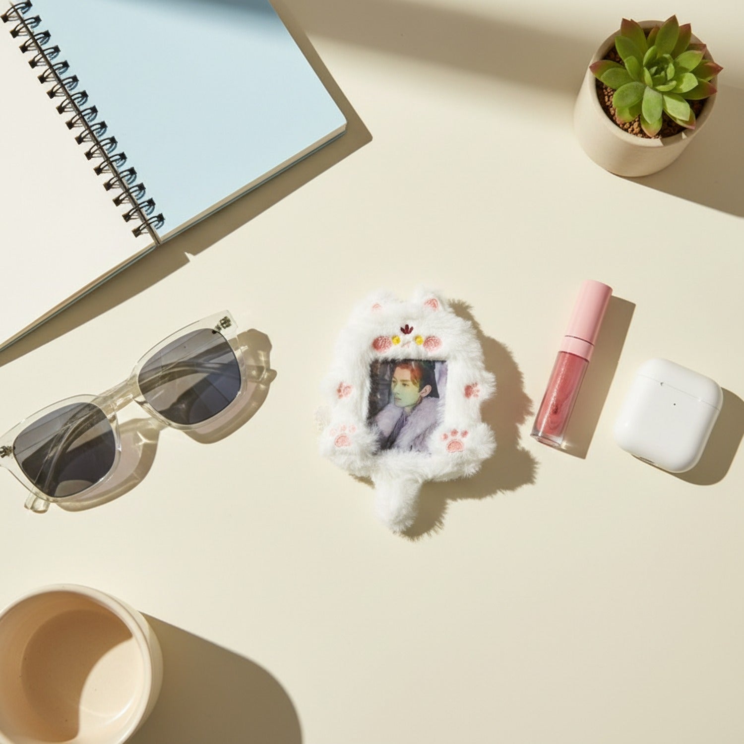 Fluffy White Bear Plush Phone Charm