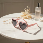Heart Shape Pink Sunglasses With Dark Lenses