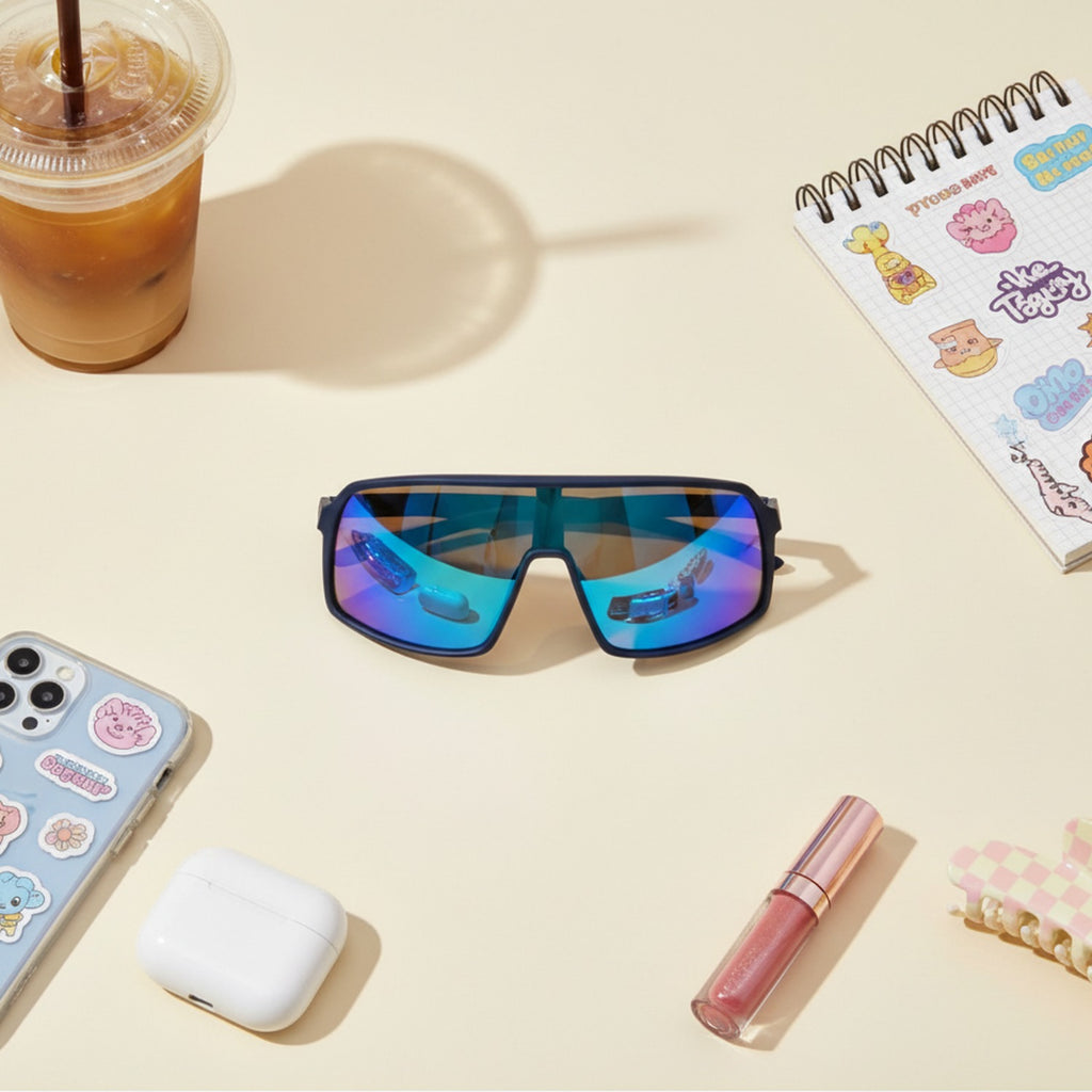 Cyan Mirror Shield Sunglasses